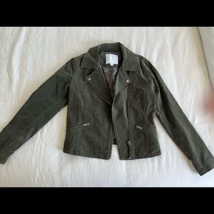 Anthropologie Moto Faux Leather Jacket Green Women’s XS